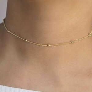 NEW Brandy Melville Golden Dainty Minimal Chain Choker Necklace w/ Beads